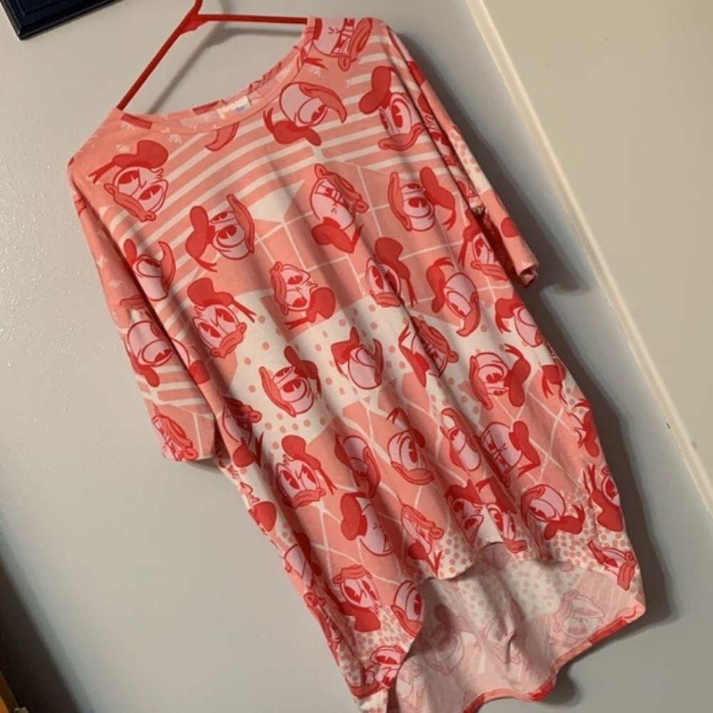 LuLaRoe Disney’s Donald Duck Irma Pink size M but fits like XL